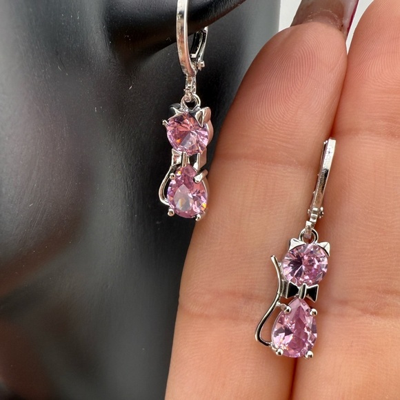 925 silver Pink Gemstone Earrings main image 1
